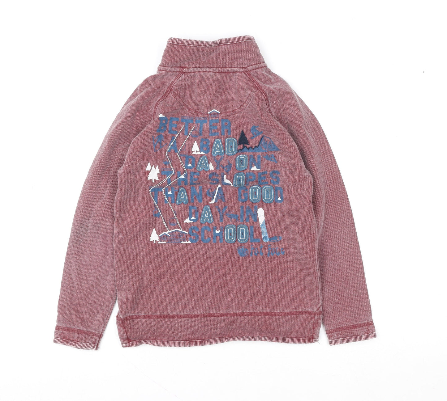 Fat Face Boys Red Burgundy 1/4 Zip Cotton Sweatshirt Size 8 Years
