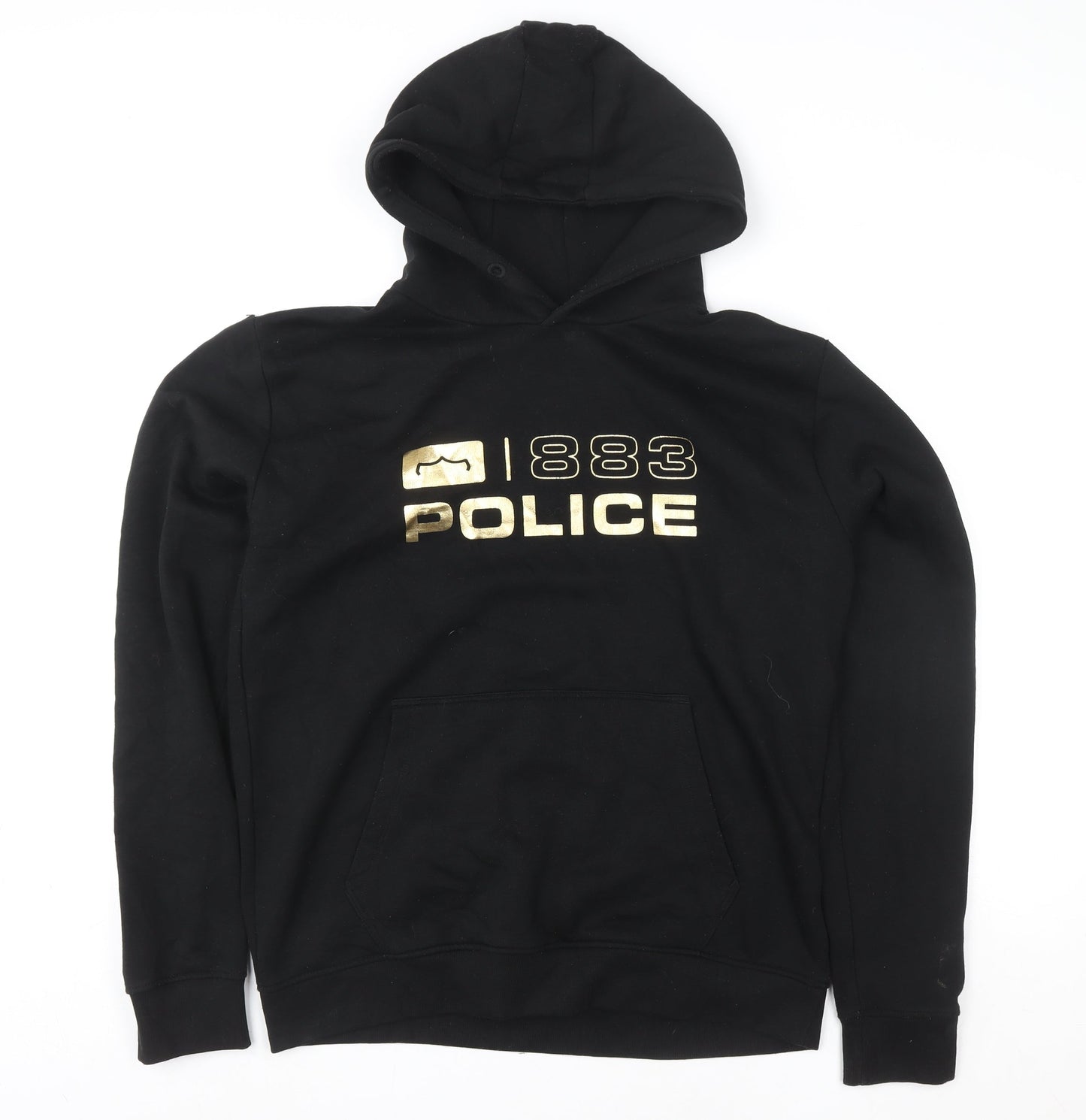 883 Police Black Gold Logo Hoodie Womens Large Cotton Blend