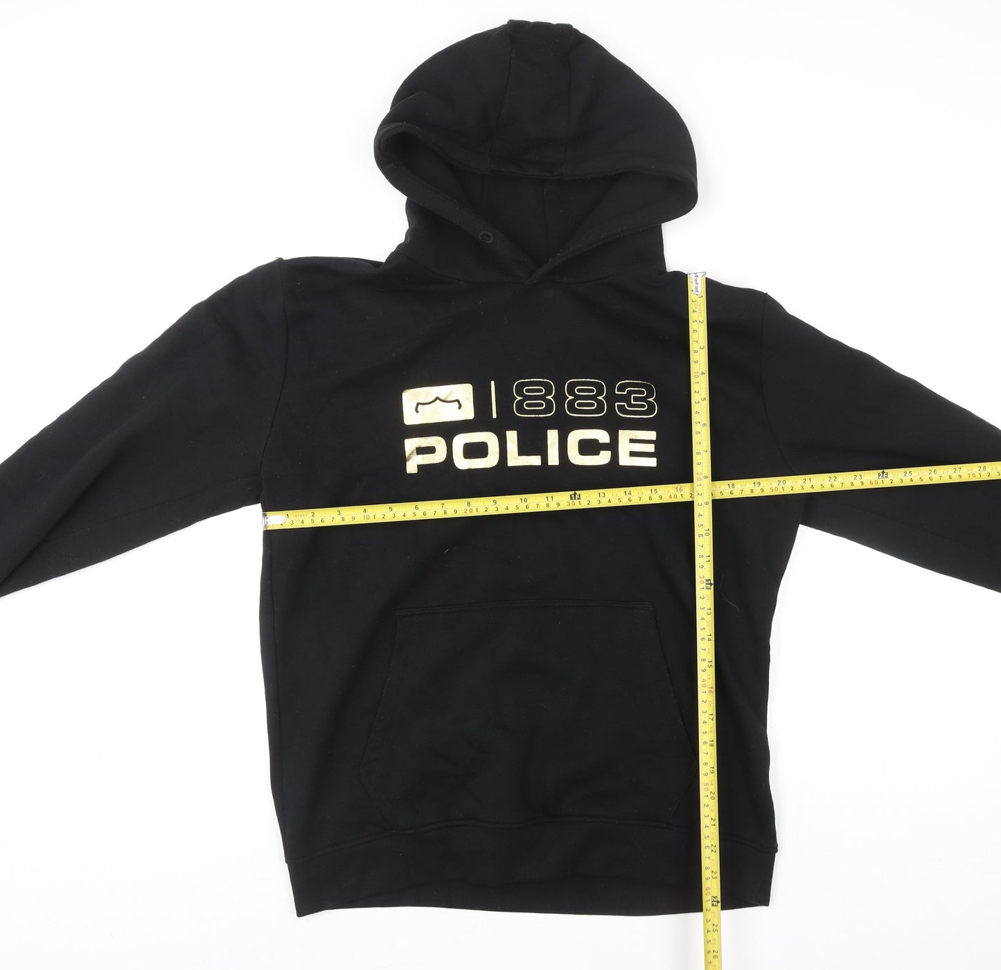 883 Police Black Gold Logo Hoodie Womens Large Cotton Blend