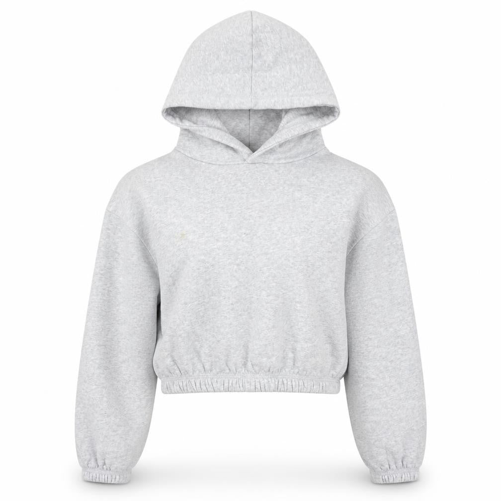 ZARA Womens Grey Cropped Pullover Hoodie Size M Relaxed Fit