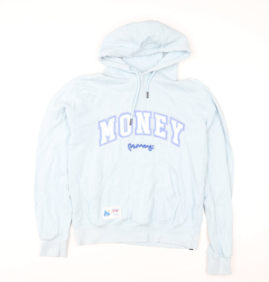 Money Womens Blue Pullover Hoodie Small 100% Cotton Graphic Logo