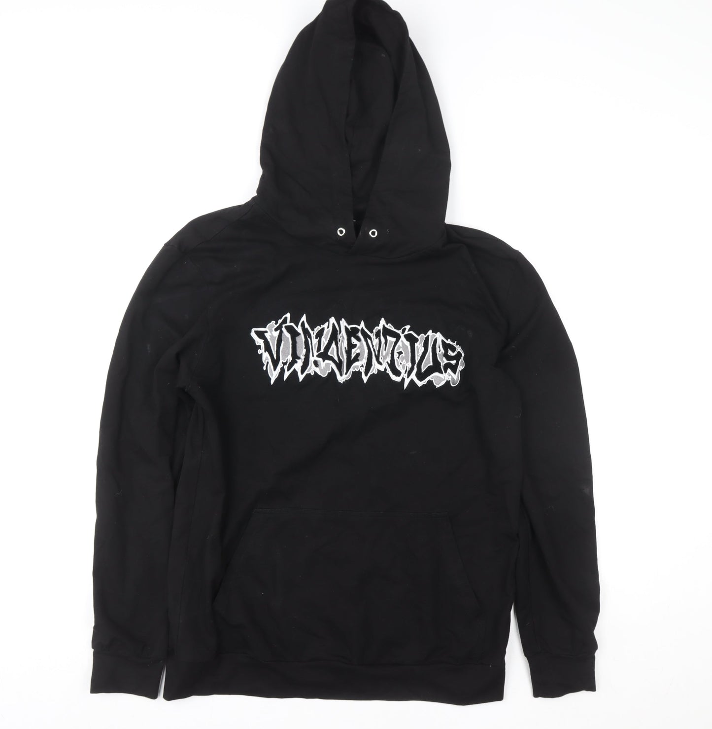 Vincentius Womens Black L Pullover Hoodie 93% Cotton Graphic Print