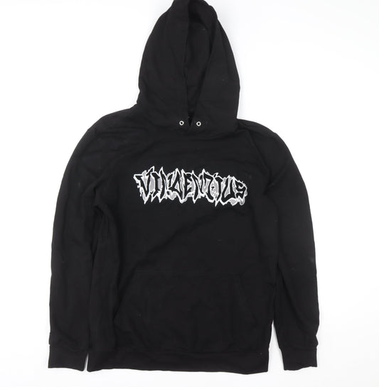 Vincentius Womens Black L Pullover Hoodie 93% Cotton Graphic Print