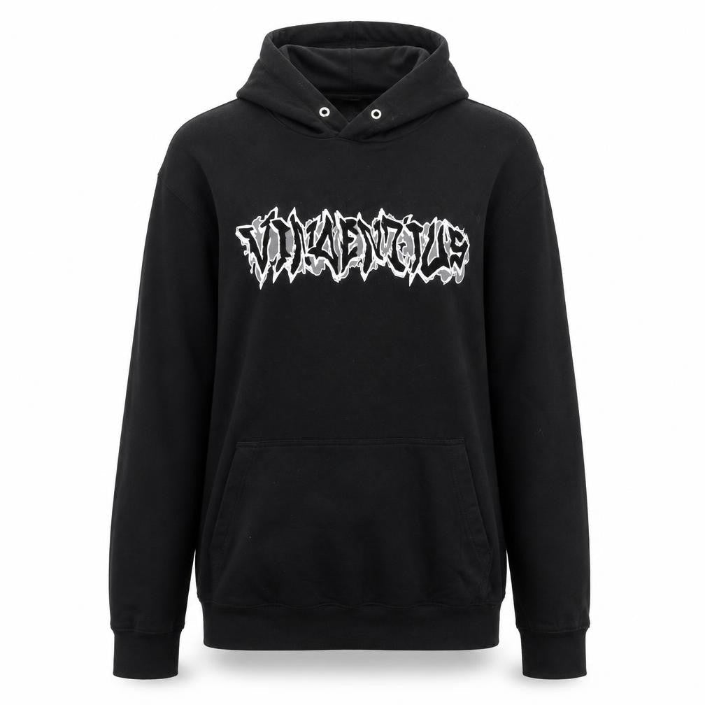Vincentius Womens Black L Pullover Hoodie 93% Cotton Graphic Print