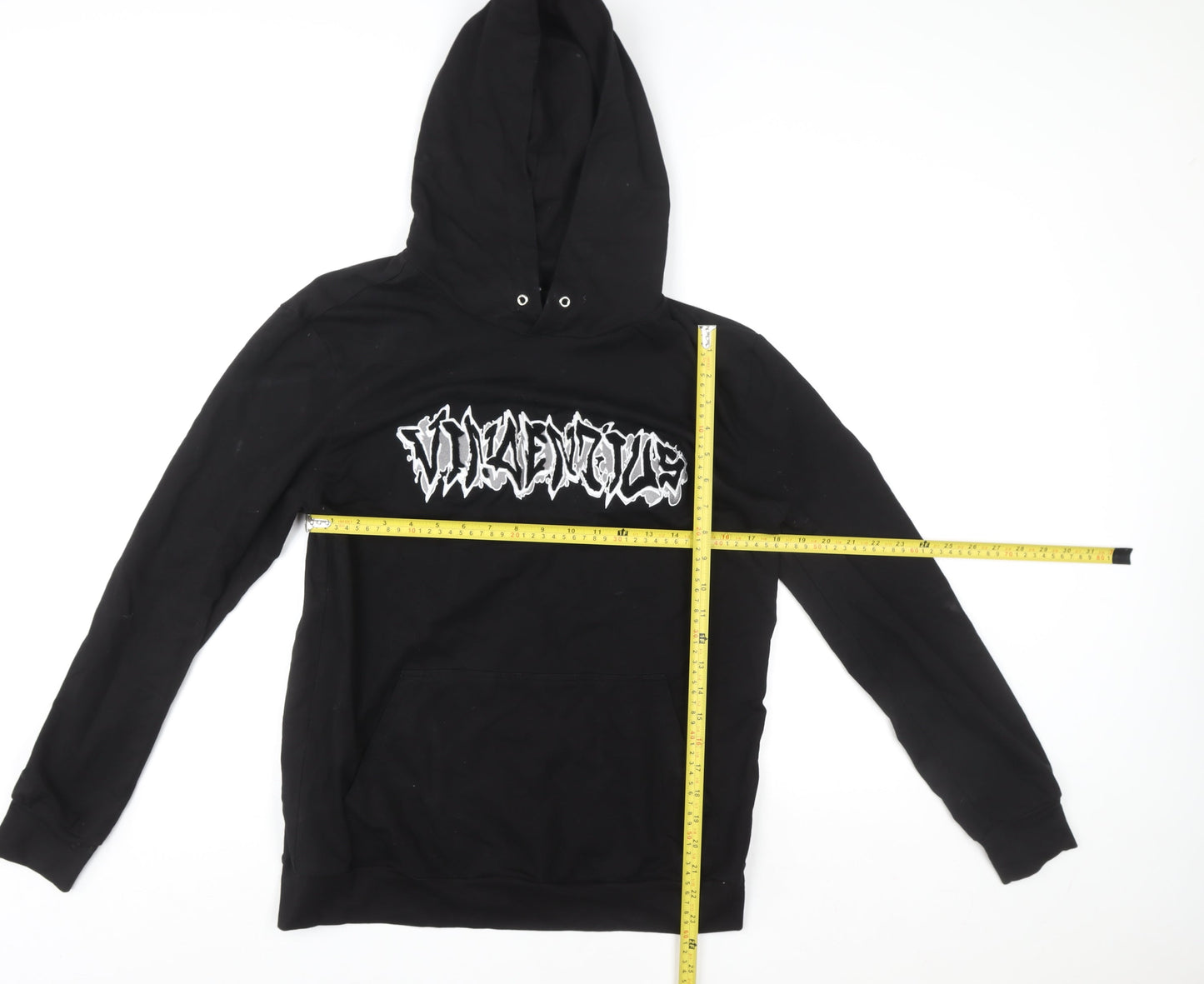 Vincentius Womens Black L Pullover Hoodie 93% Cotton Graphic Print