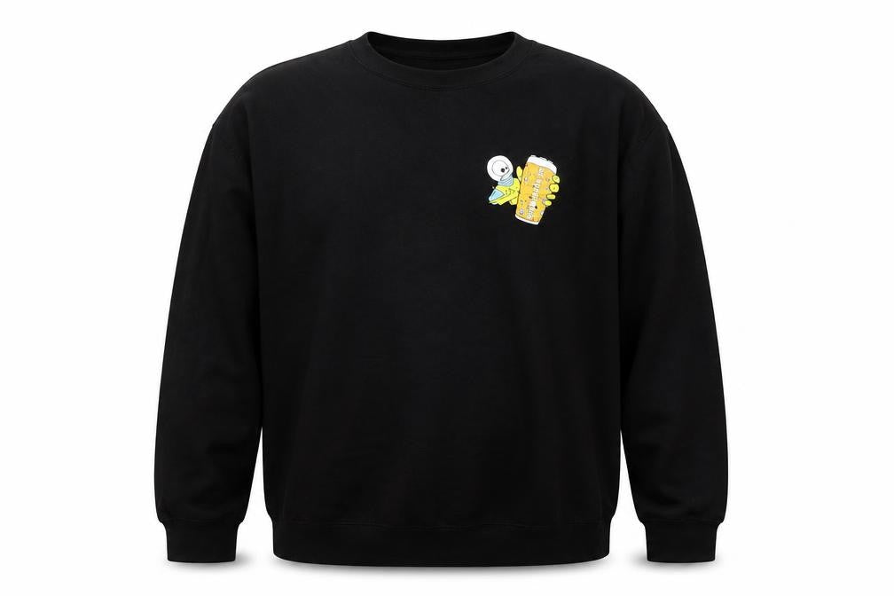 Front view of Just Hoods Men’s Black 2XL Pullover Sweatshirt Beer Graphic