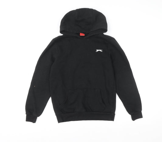 Slazenger Boys Black Pullover Hoodie 13 Years Cotton Blend Casual
