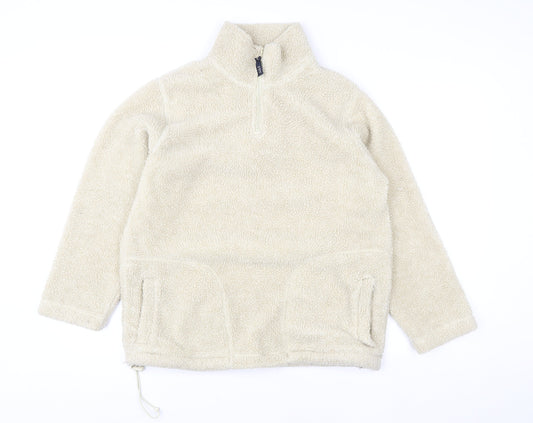 Joie de Vivre Womens Beige 1/2 Zip Fleece Pullover Sweatshirt Size S