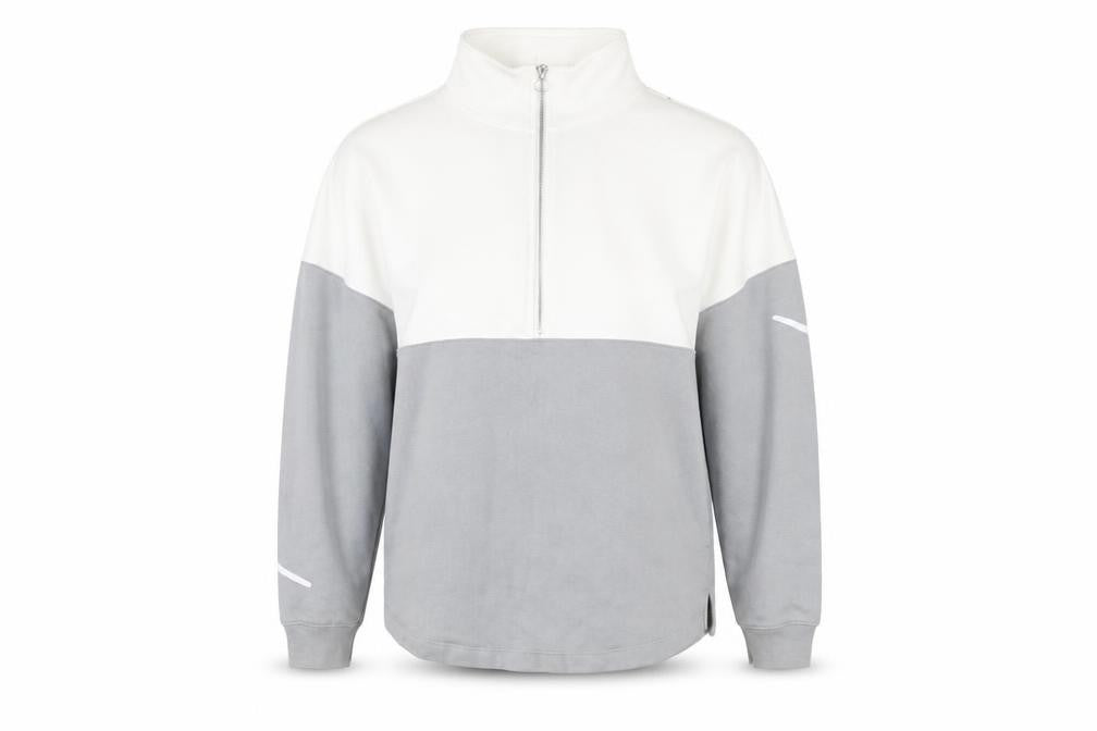 Victoria's Secret PINK Womens Grey White 1/4 Zip Pullover Sweatshirt Size M