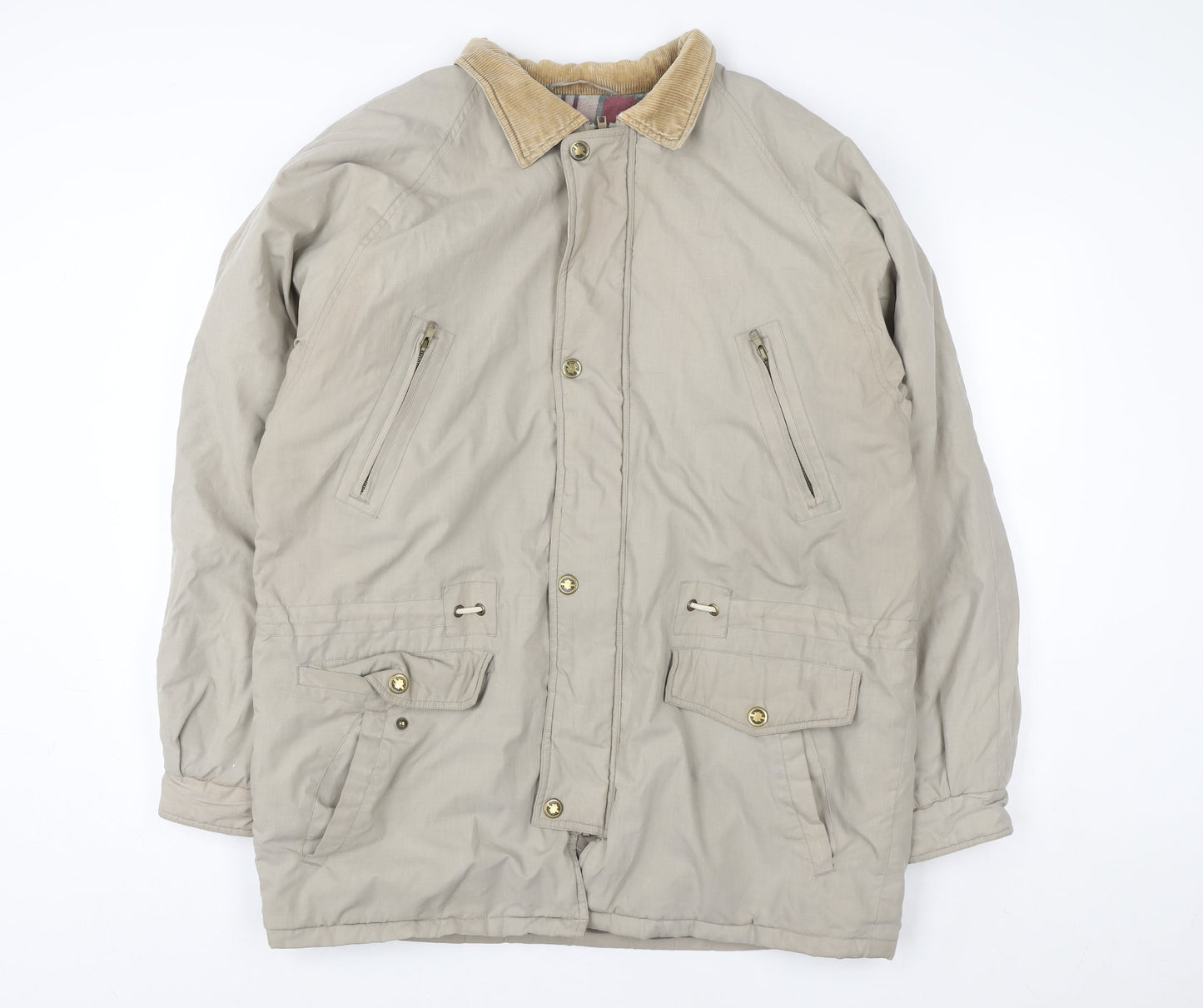 Weather Watcher Men's Beige L Parka Jacket Cord Collar Outdoor