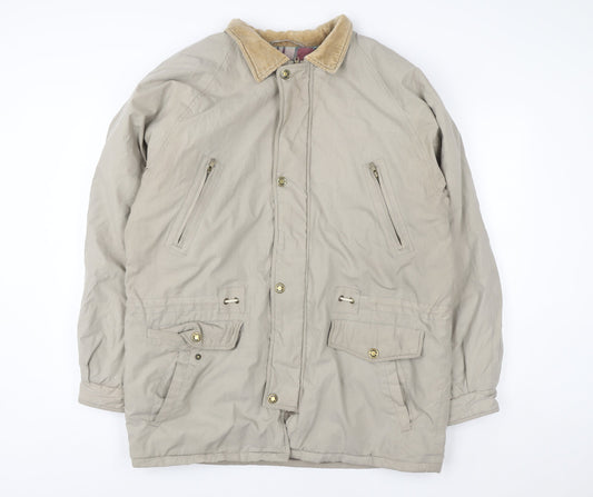 Weather Watcher Men's Beige L Parka Jacket Cord Collar Outdoor