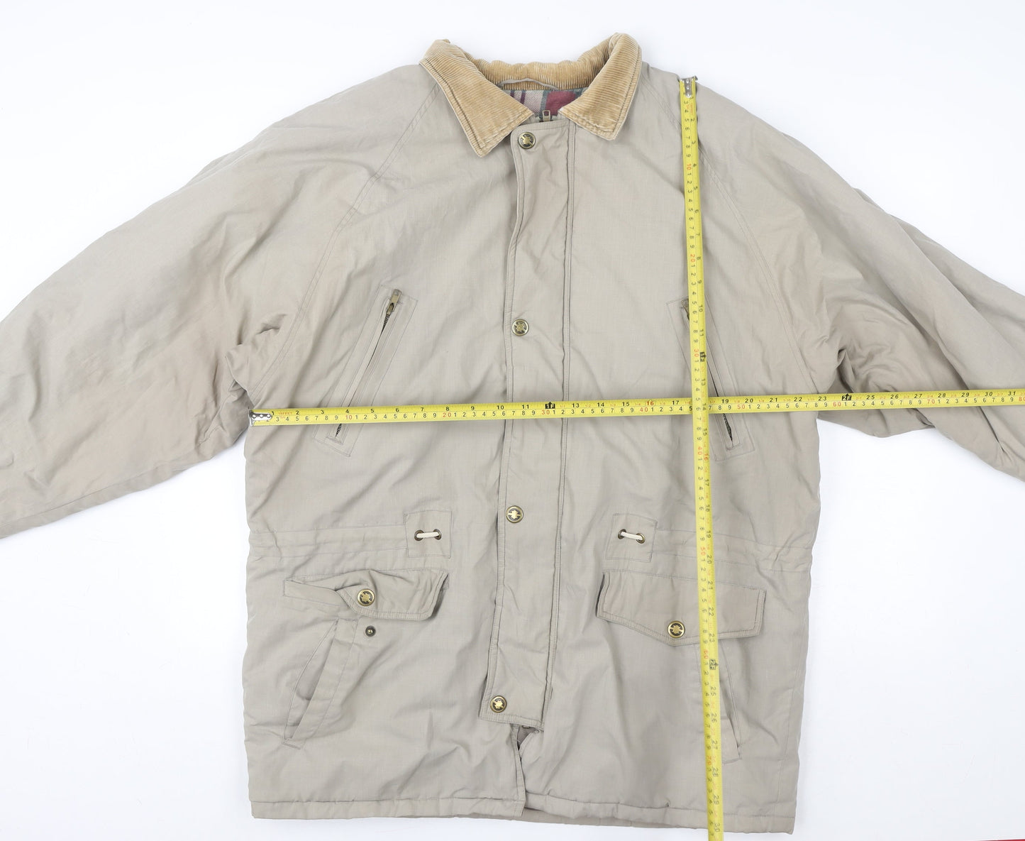 Weather Watcher Men's Beige L Parka Jacket Cord Collar Outdoor