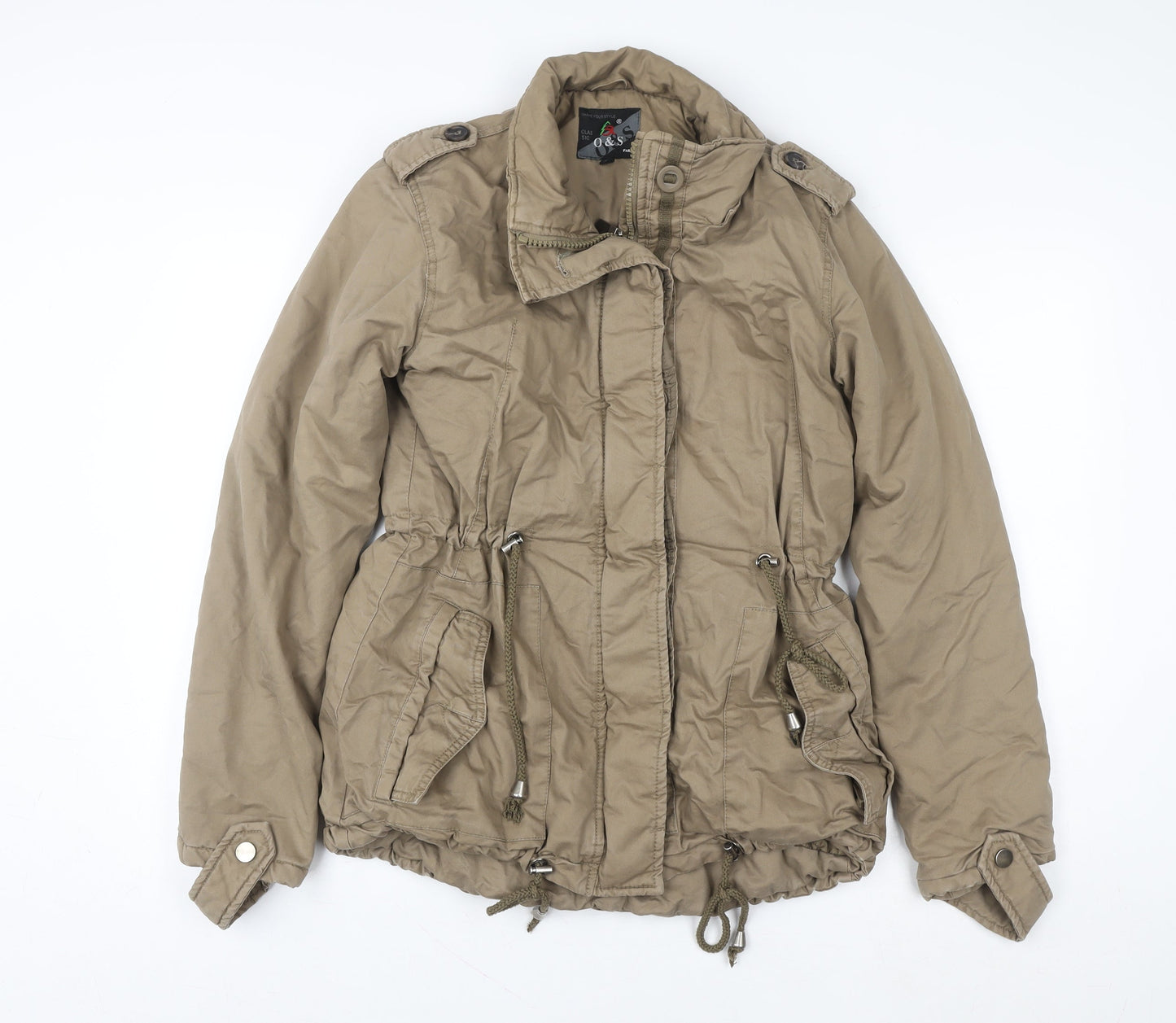 O&S Paris Women's Beige Cotton Blend Parka Jacket M