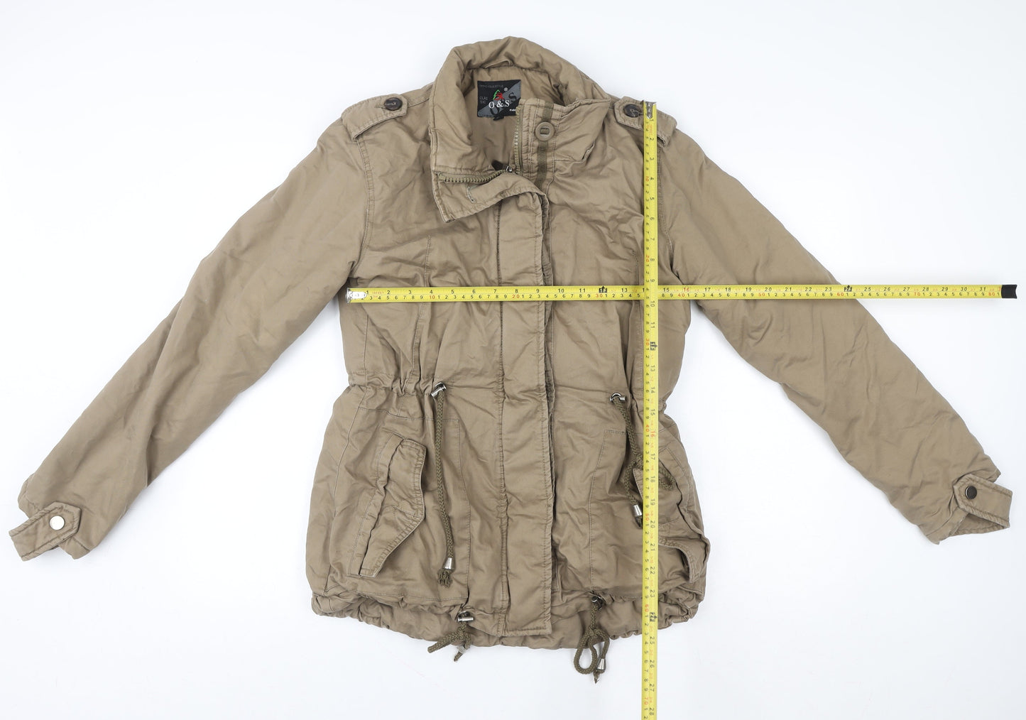 O&S Paris Women's Beige Cotton Blend Parka Jacket M