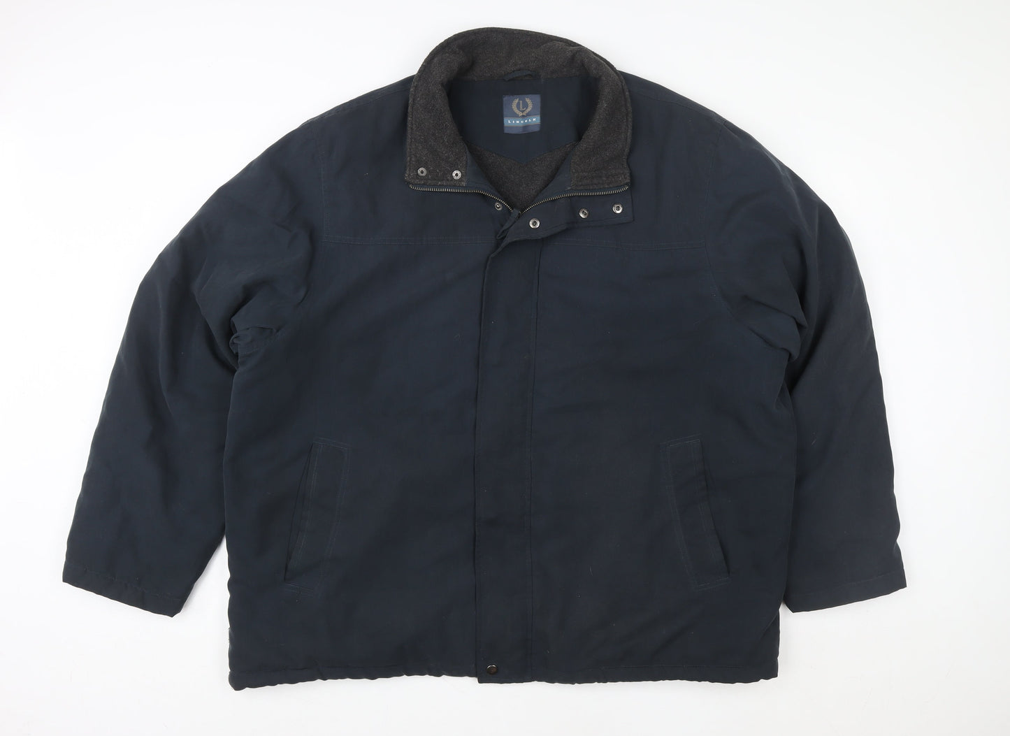 Lincoln Mens Blue 2XL Winter Lined Zip Button Softshell Jacket
