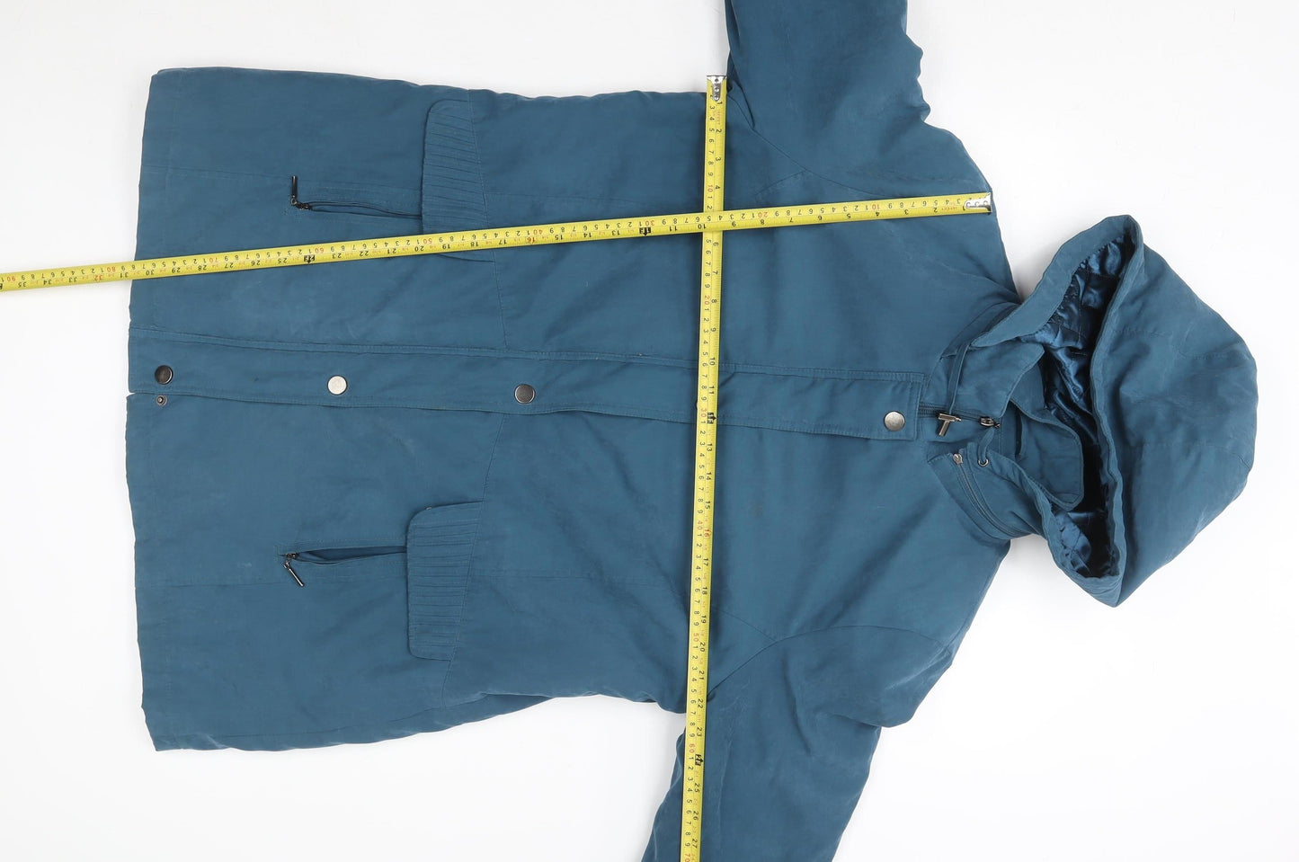Bm Women Blue Hooded Parka Jacket Size M Lined Mid-Length Coat