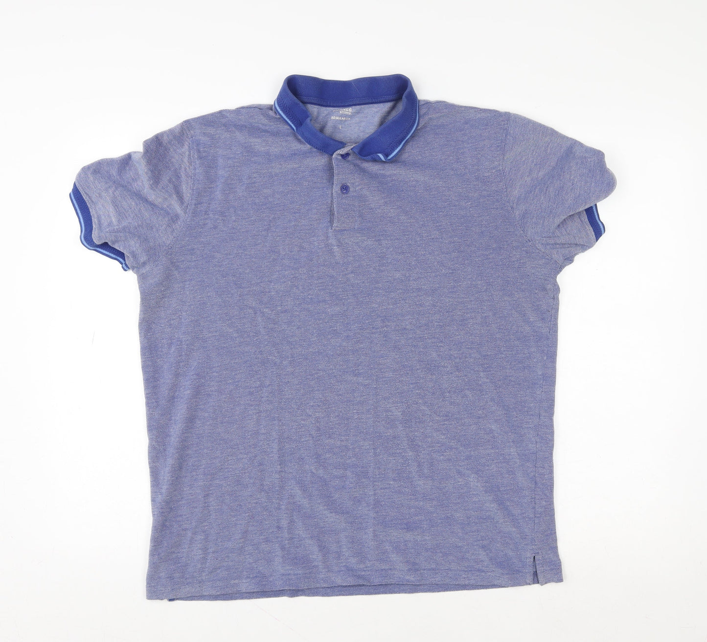 Dunnes Stores Men's Blue Cotton Blend Polo Shirt Size L