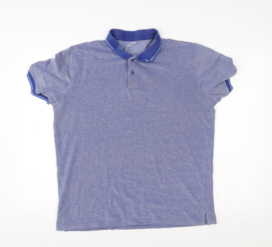 Dunnes Stores Men's Blue Cotton Blend Polo Shirt Size L