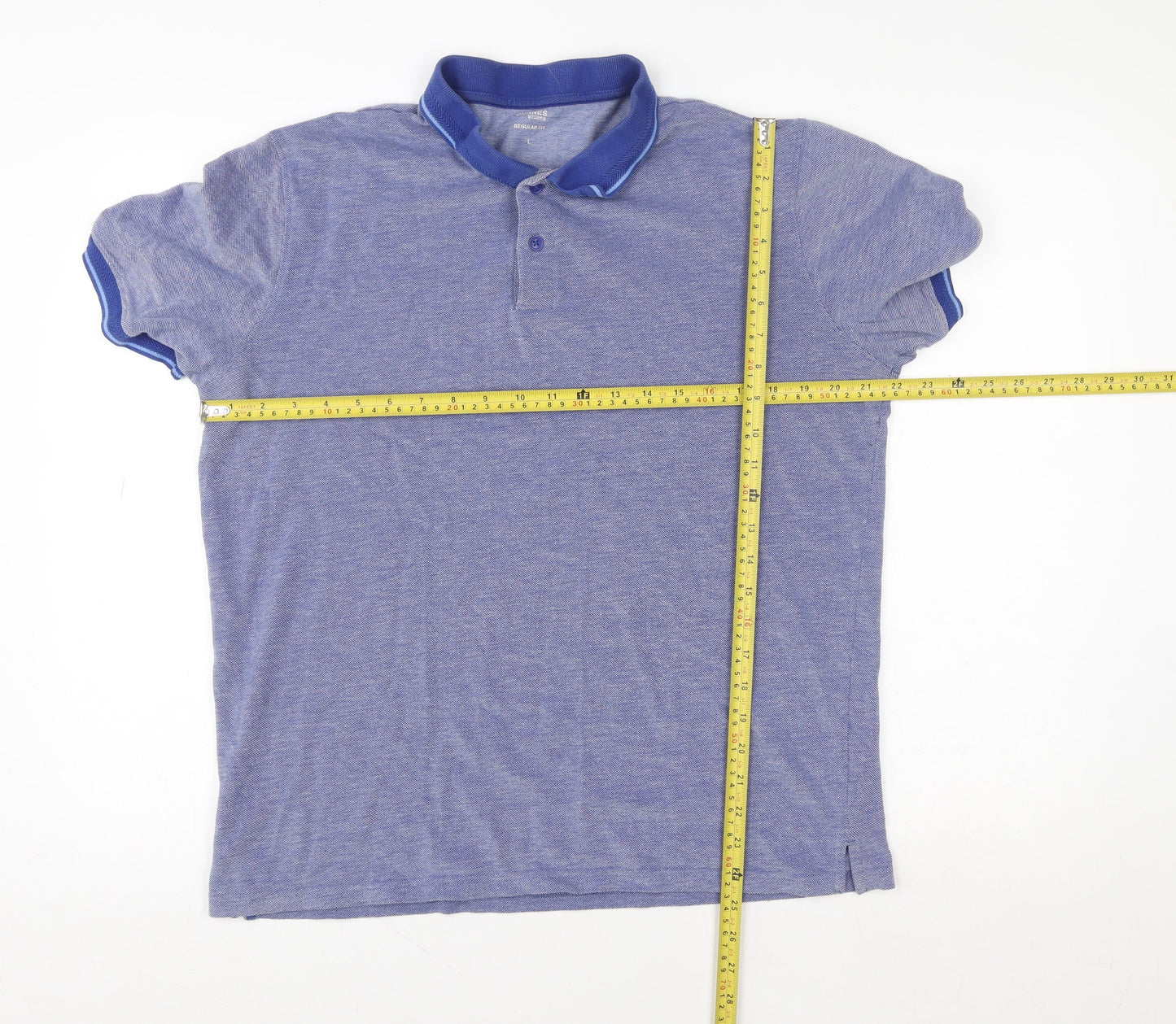 Dunnes Stores Men's Blue Cotton Blend Polo Shirt Size L