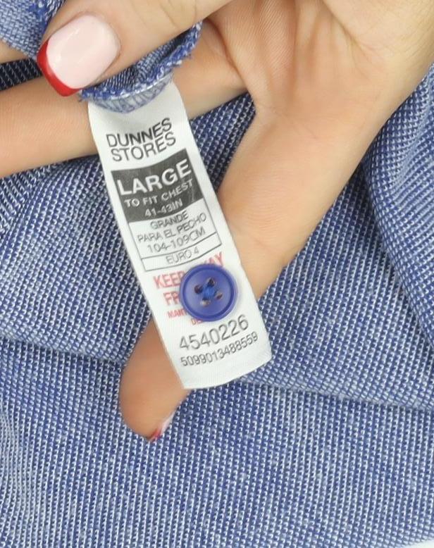 Dunnes Stores Men's Blue Cotton Blend Polo Shirt Size L