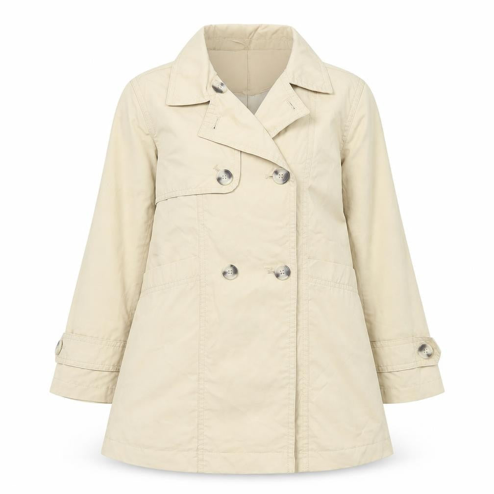 Front view of Zara girls’ beige trench coat 6 years double-breasted mid-length jacket