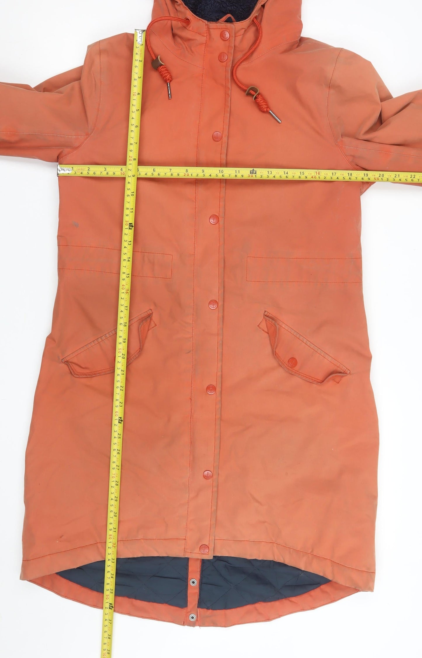 Womens UK Size 8 Regular Seasalt Cornwall Orange Cotton Blend Blend Coat