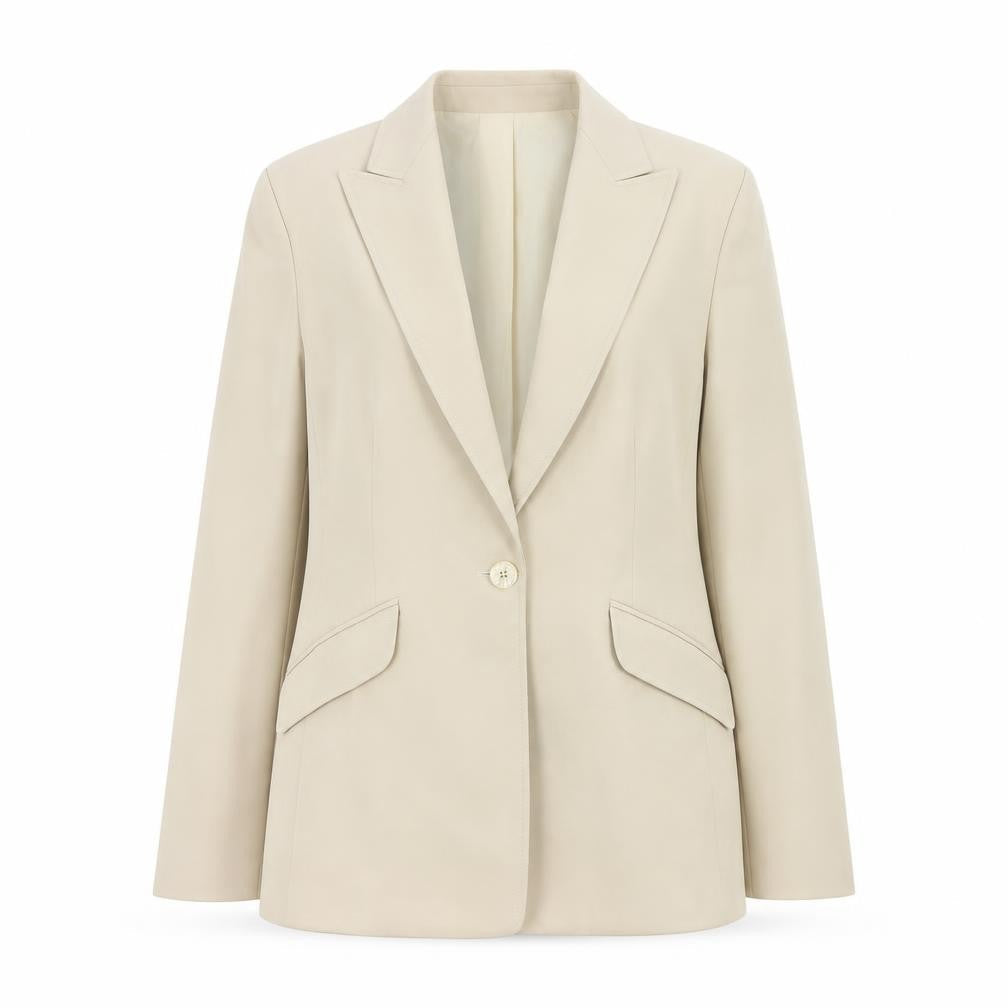 Marks and Spencer Women Beige Size 10 Tailored One-Button Blazer