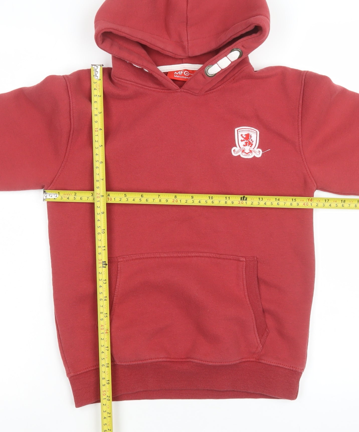 MFC Boys Red Pullover Hoodie 9-10 Years Football Logo Fleece Sweatshirt
