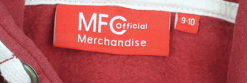 MFC Boys Red Pullover Hoodie 9-10 Years Football Logo Fleece Sweatshirt