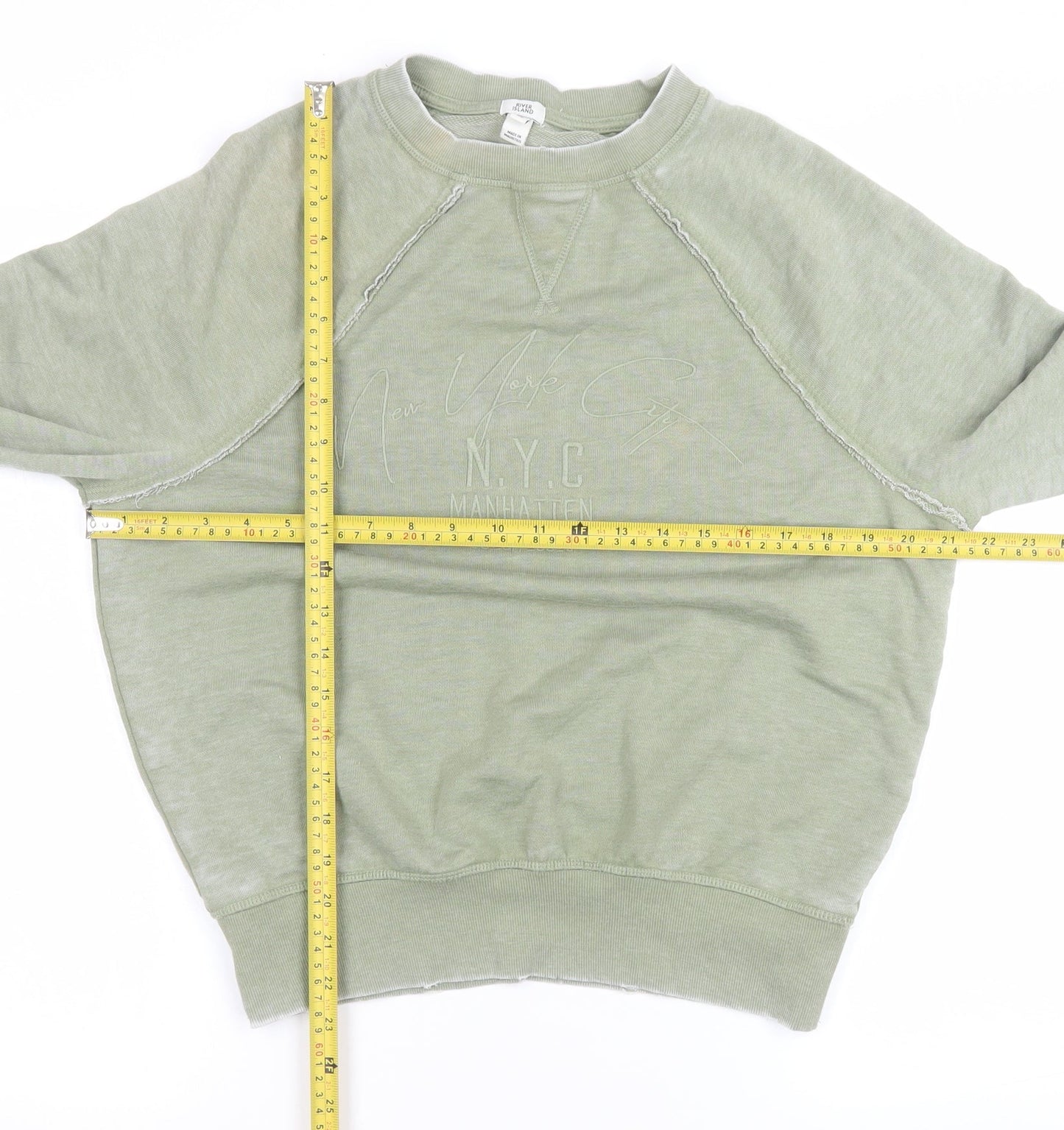 River Island Women’s Green NYC Print Sweatshirt XS