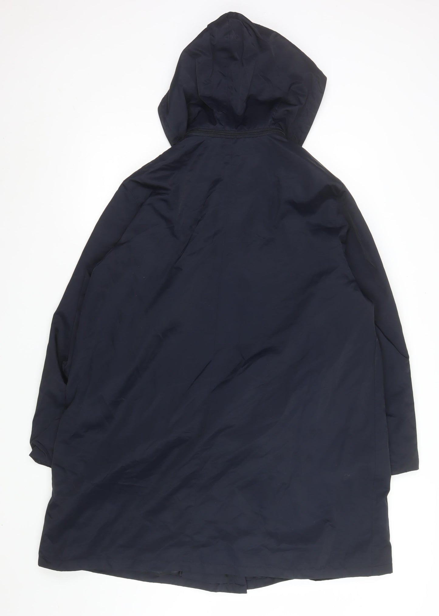 Viyella Women's Blue Long Hooded Rain Coat Size M