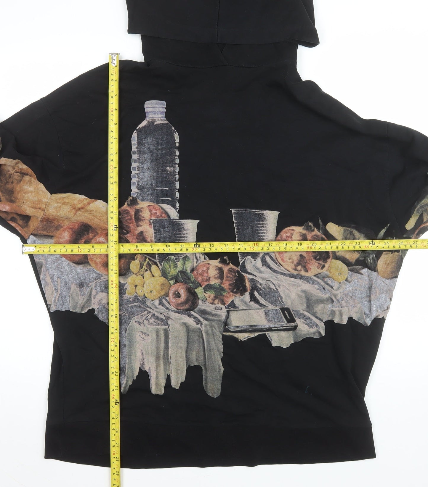 Zara Woman Black Graphic Print Pullover Hoodie Size S