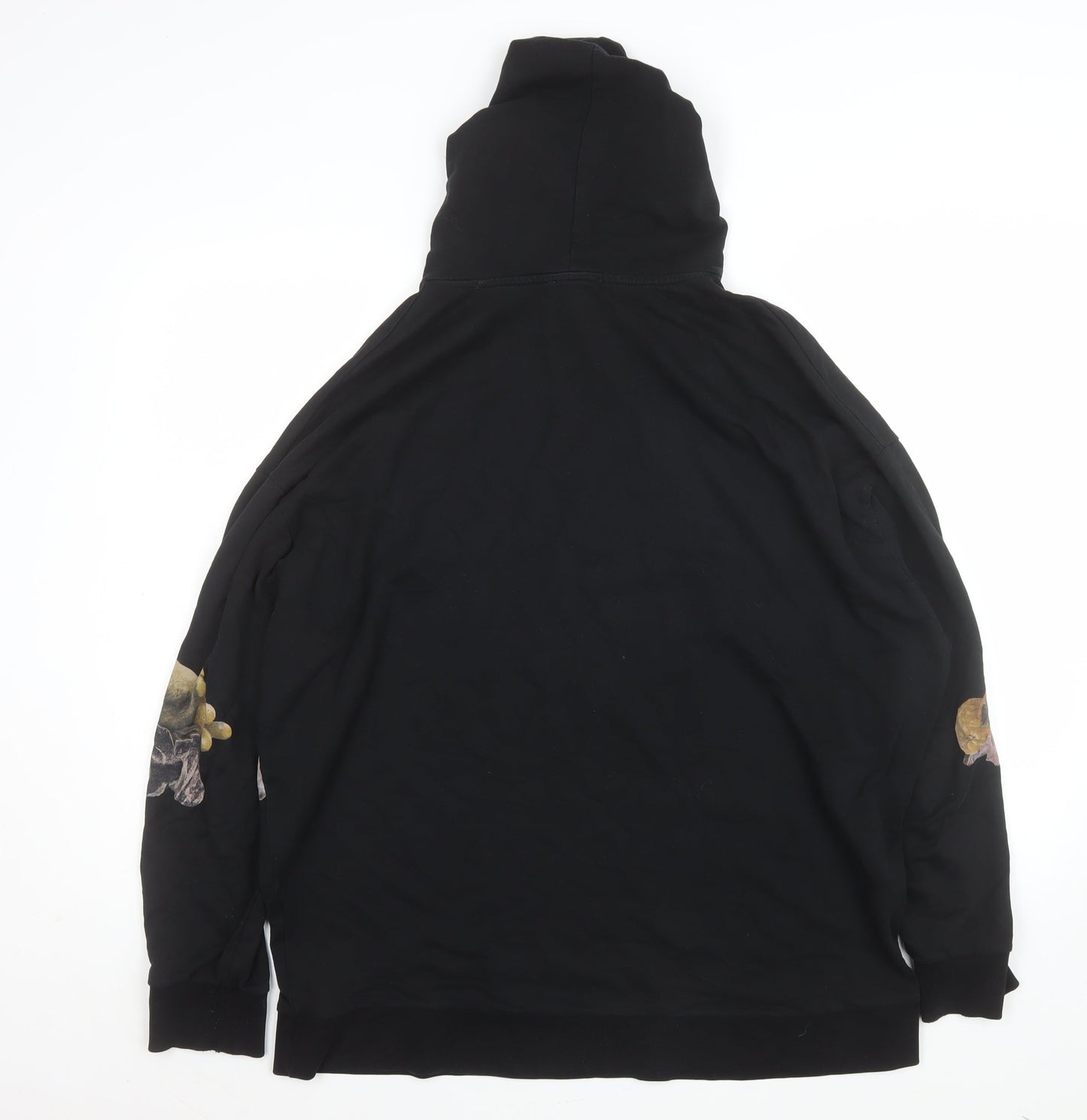 Zara Woman Black Graphic Print Pullover Hoodie Size S