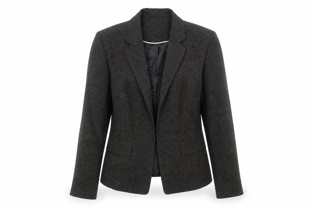 Marks and Spencer Women Black Mix Size 14 Classic Single-Breasted Blazer