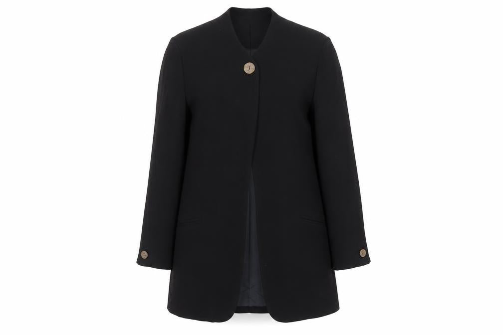 W Collection Black Wool Blend Single-Breasted Womens Blazer Size 12