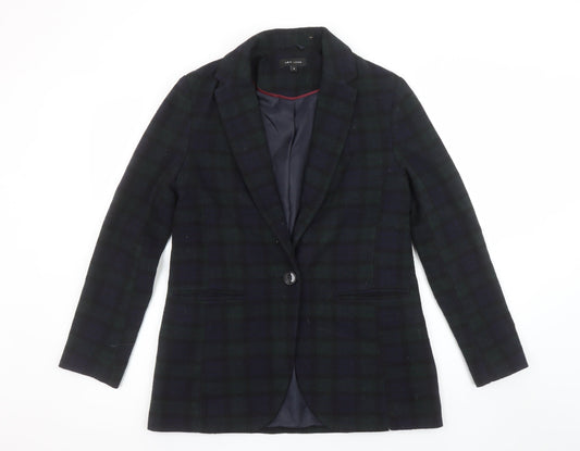 New Look Women's Black & Green Check Blazer Size 8 Single Breasted