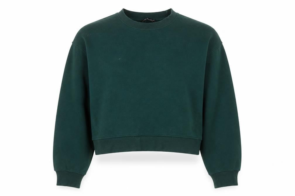 Zara Women Green Crew Neck Pullover Sweatshirt Size M