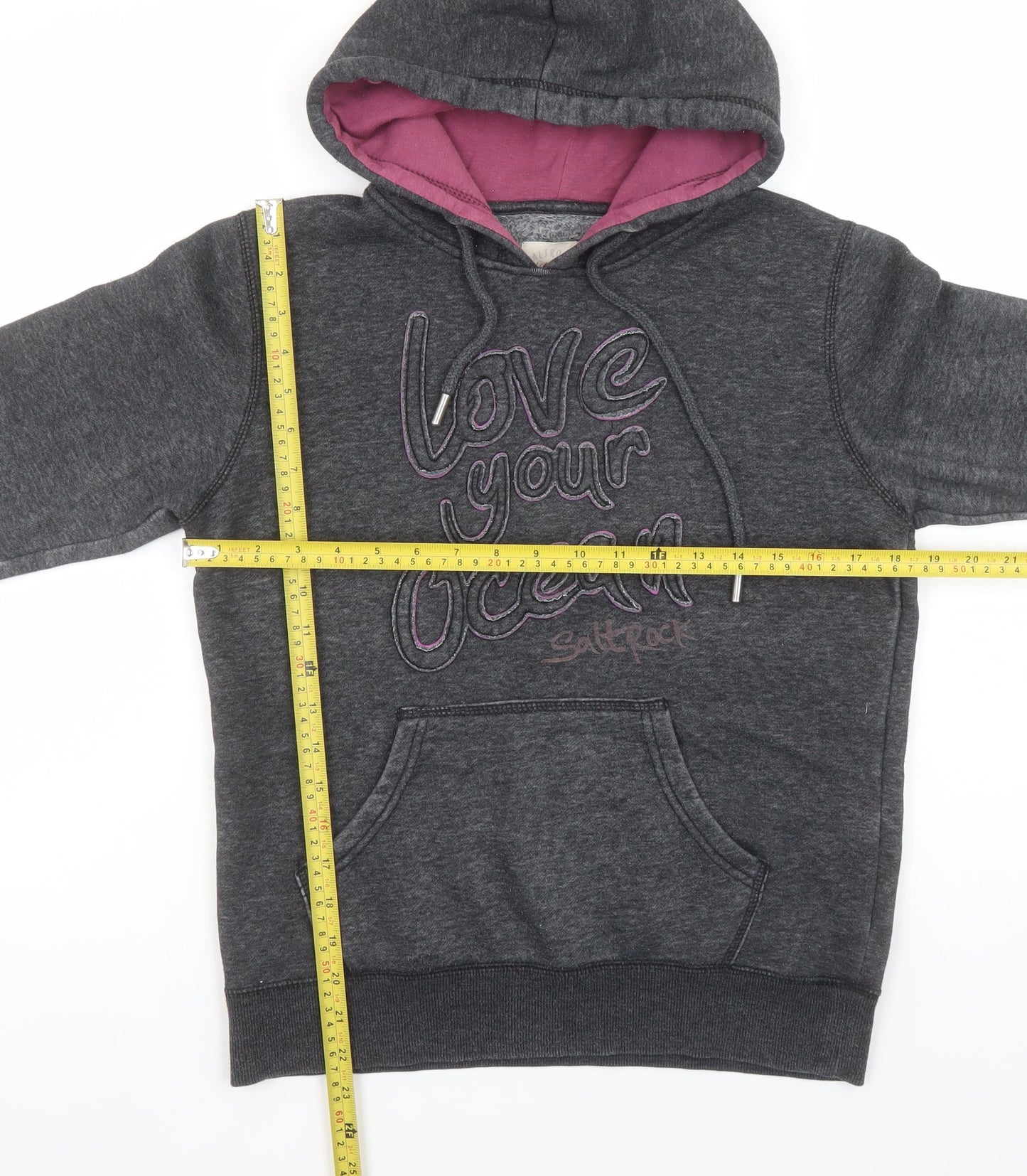 Saltrock Womens Grey Hoodie Size 8 Love Your Ocean Pullover Sweatshirt