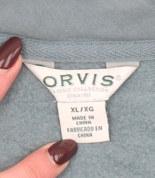 Orvis Women Blue V-Neck Pullover Sweatshirt XL Modal Blend