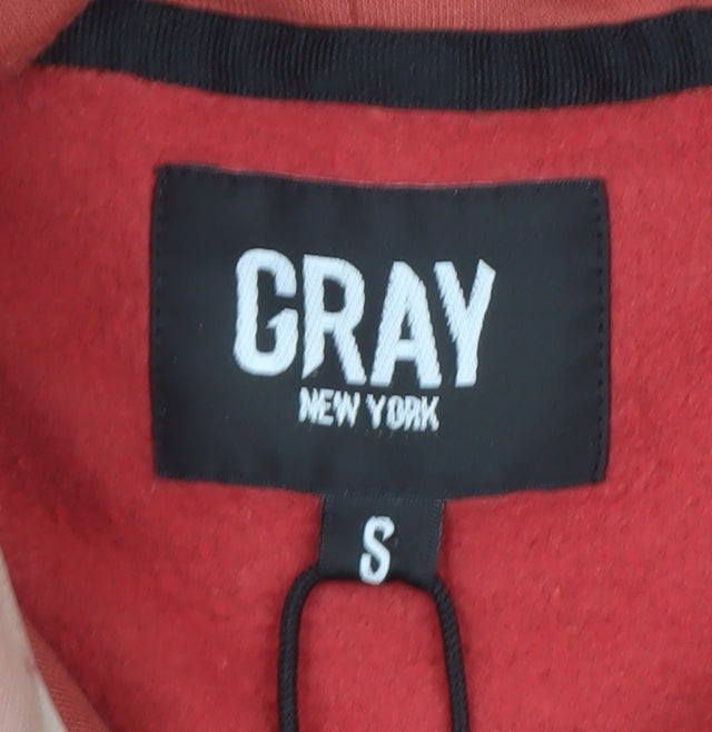 Gray New York Men's Red Pullover Hoodie S Graphic Print Cotton Blend