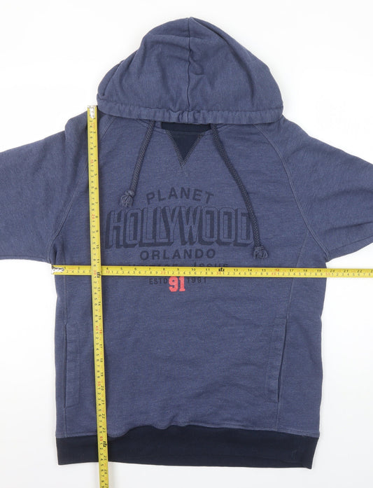 Planet Hollywood Men's Blue Pullover Hoodie L Vintage Logo Sweatshirt