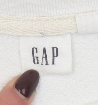 GAP Women’s Beige Varsity Pullover Sweatshirt M Cotton Blend