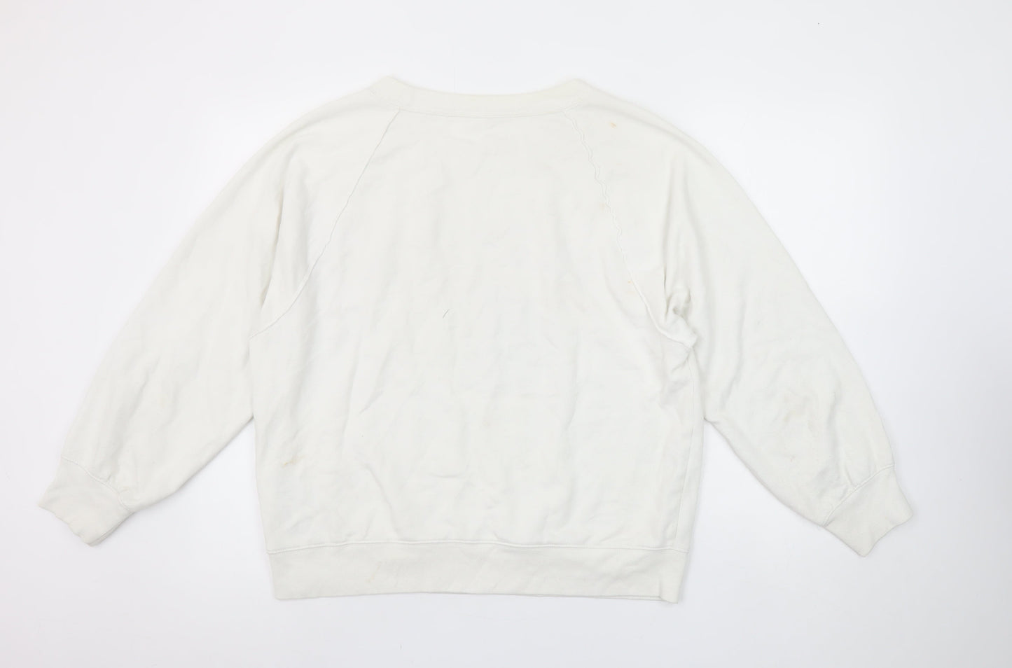 GAP Womens Ivory Varsity Logo Pullover Sweatshirt M