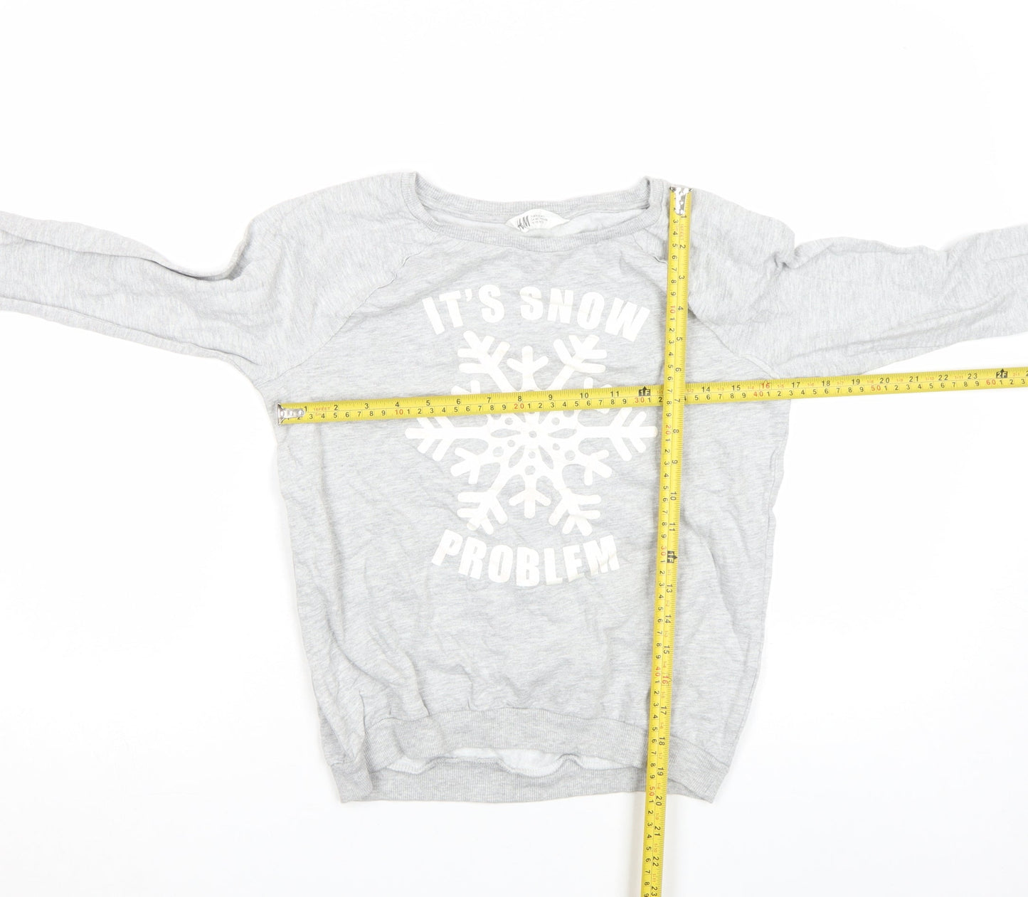H&M Girls Grey 'It’s Snow Problem' Winter Pullover Sweatshirt Age 10 Years