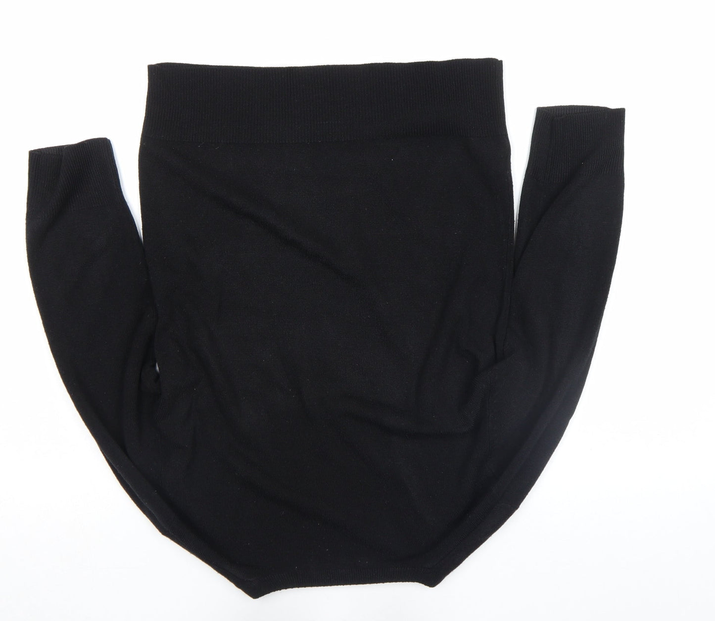 M&Co Womens Black V-Neck 3/4 Sleeve Knit Top Size M