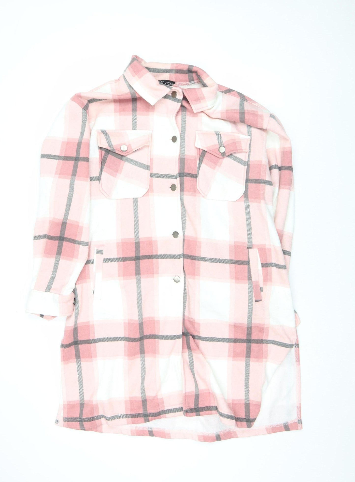 VIVICHI Women Pink Check Flannel Shacket Jacket XL