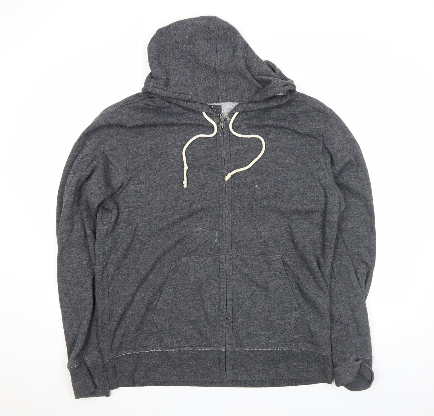 Gap Men's Grey Full Zip Hoodie L Lightweight Cotton Blend