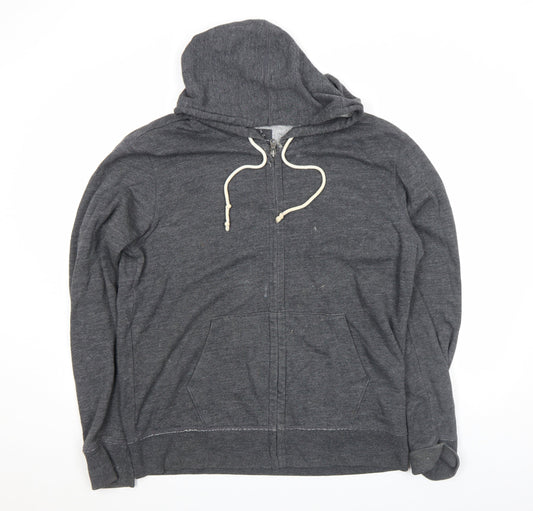 Gap Men's Grey Full Zip Hoodie L Lightweight Cotton Blend