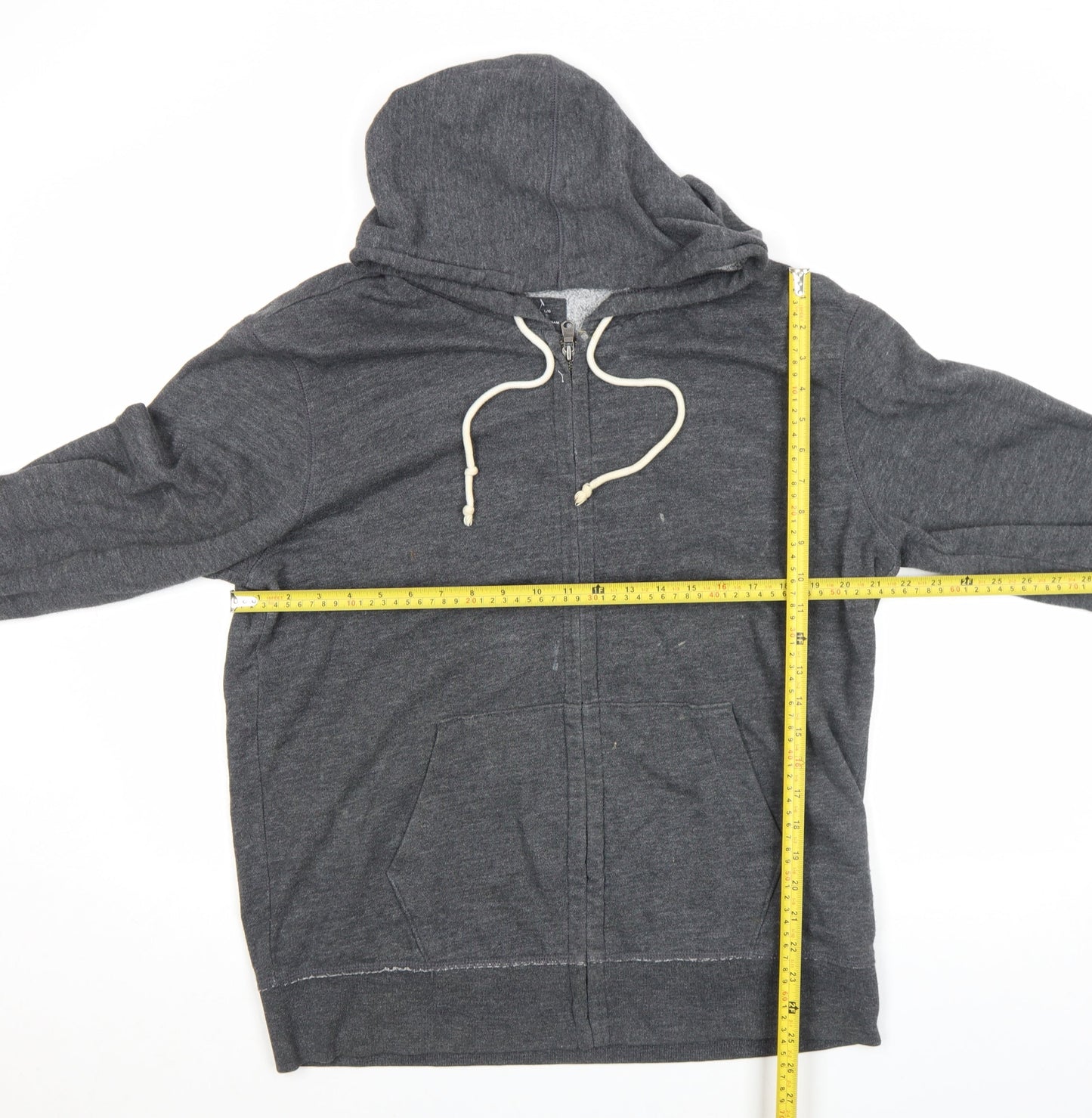 Gap Men's Grey Full Zip Hoodie L Lightweight Cotton Blend