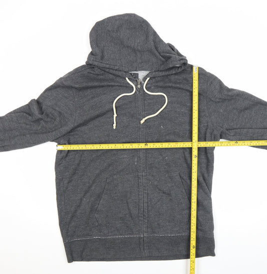 Gap Men's Grey Full Zip Hoodie L Lightweight Cotton Blend